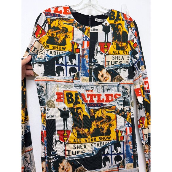 NWT Alice + Olivia x The Beatles Delora Body Con Mini Dress All Star Show 14 - Picture 6 of 12